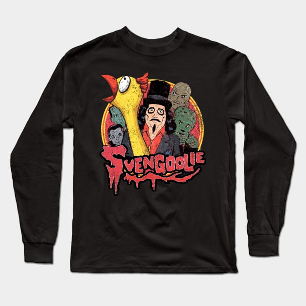 Vintage Svengoolie Squad and Rubber Chicken Long Sleeve T-Shirt by Woodsnuts